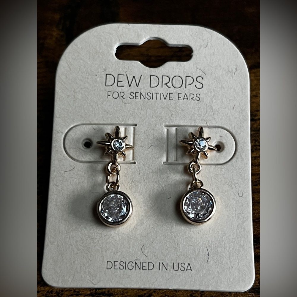 Star Brust Rhinestone Dangle Earrings